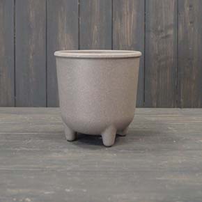 Earthy Warm Grey Straw Pot With Feet (15cm) detail page
